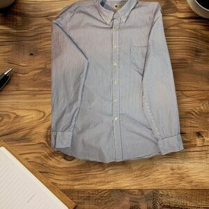 J.Crew Tailored Fit Button Up Shirt Men's XL Blue White Striped Long Sleeve